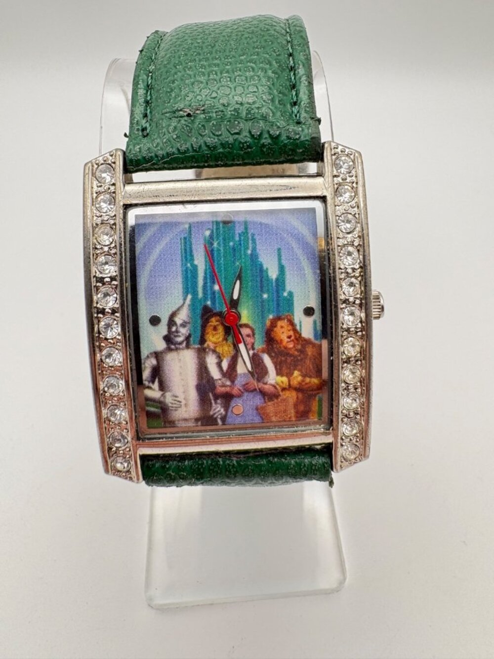 The Wizard of Oz Wristwatch Rhinestone Emerald City Green Leather Strap Watch